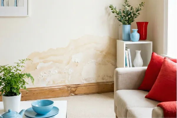 Pared con humedad ascendente antes de actuar